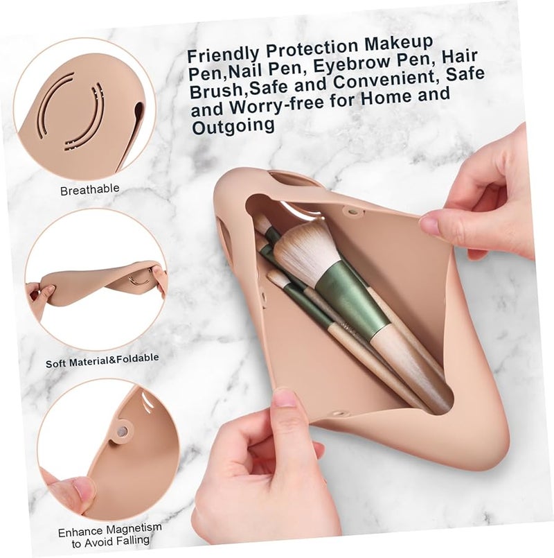 VALICLUD Silicone Makeup Brush Holder Travel Organizer Bag 2 Pieces Capacity for Brushes Tools - Image 5