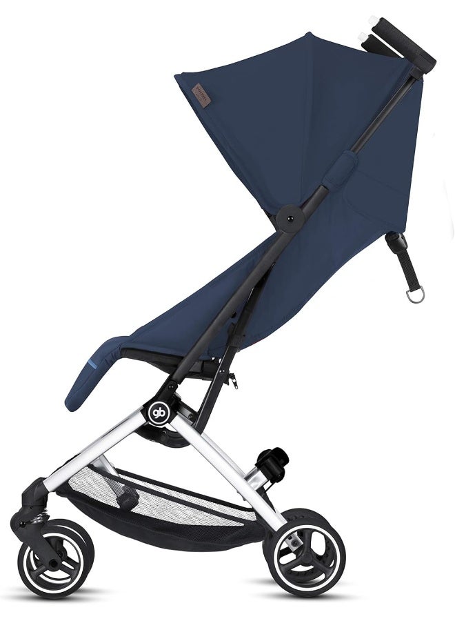 gb Pockit+ All City, Ultra Compact Lightweight Travel Stroller with Front Wheel Suspension, Full Canopy, and Reclining Seat in Night Blue - Image 3