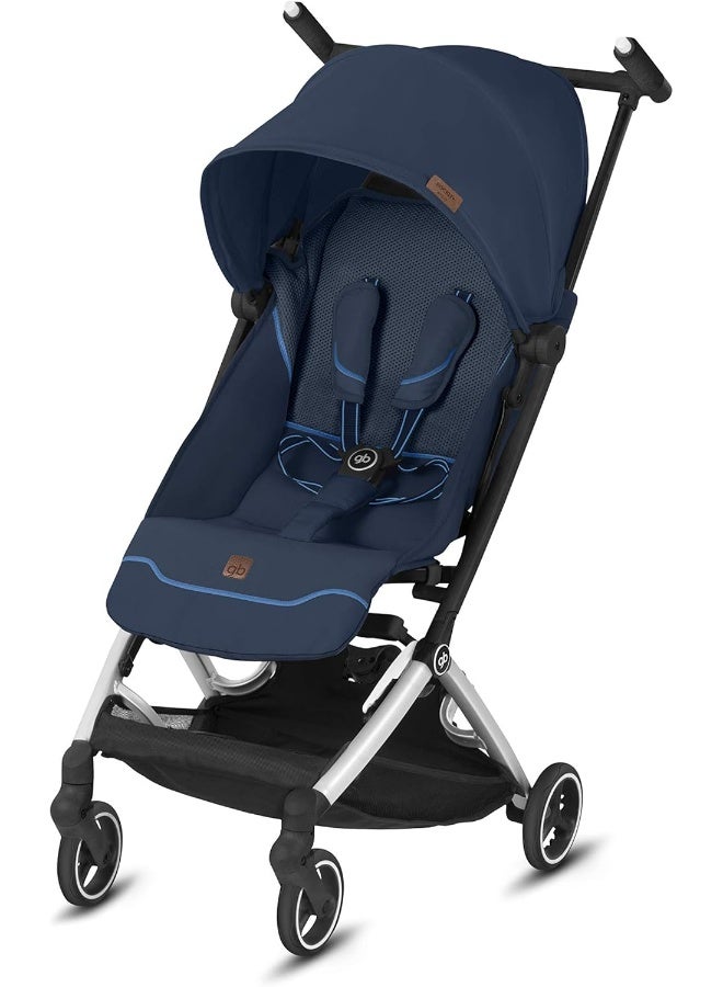 gb Pockit+ All City, Ultra Compact Lightweight Travel Stroller with Front Wheel Suspension, Full Canopy, and Reclining Seat in Night Blue - Image 1
