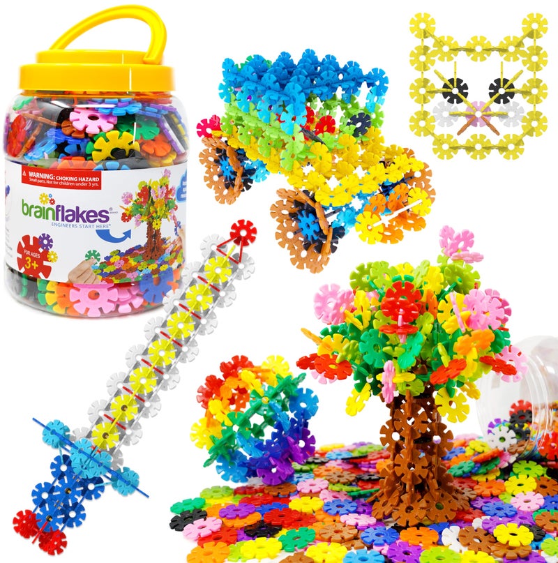 Brain Flakes 500 Piece Set Ages 3 Interlocking Plastic Disc Toy for Creative Building Educational STEM Learning Construction Block Play for Kids Teens Adults Boys and Girls - Image 2