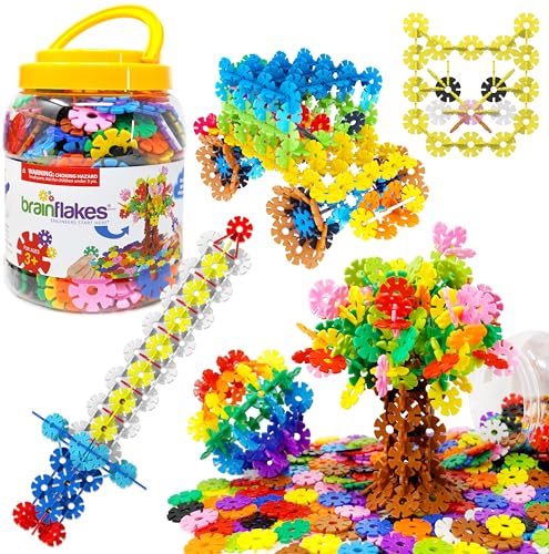 Brain Flakes 500 Piece Set Ages 3 Interlocking Plastic Disc Toy for Creative Building Educational STEM Learning Construction Block Play for Kids Teens Adults Boys and Girls - Image 1