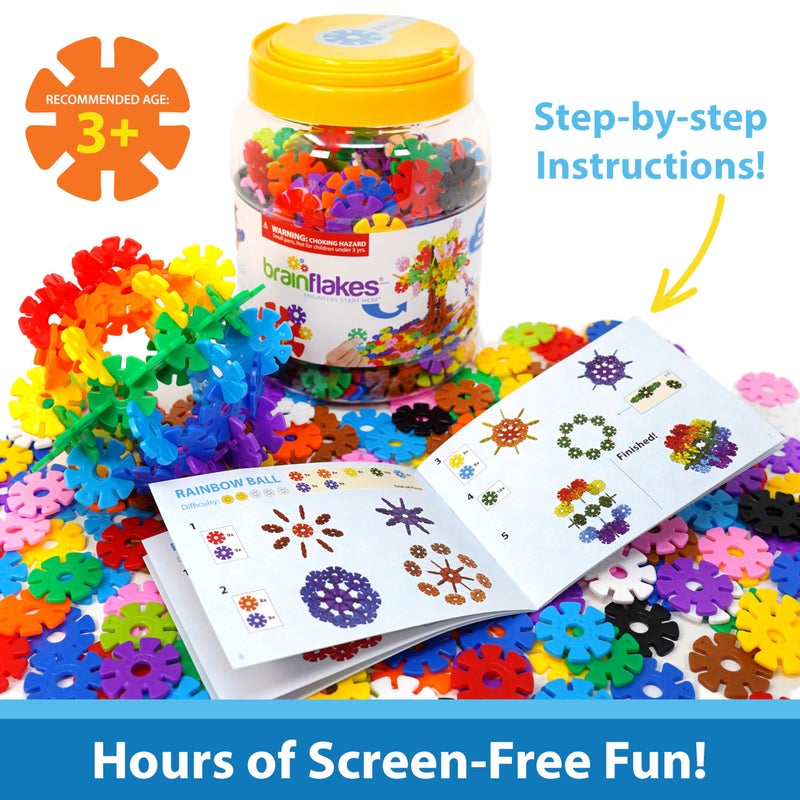 Brain Flakes 500 Piece Set Ages 3 Interlocking Plastic Disc Toy for Creative Building Educational STEM Learning Construction Block Play for Kids Teens Adults Boys and Girls - Image 3