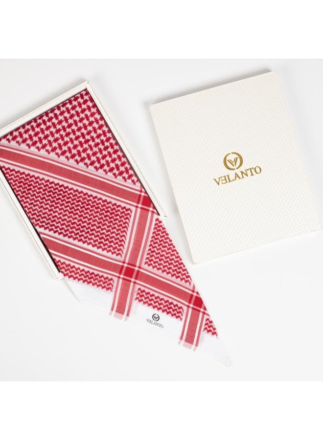 VELANTO White and red shemagh for men - Image 1