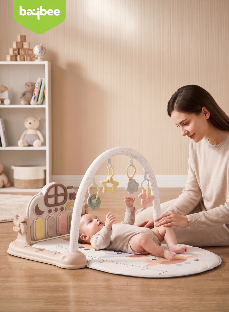 Baybee Kick & Play Piano Gym & Activity Mat for Babies 0-12 Months, Baby Play Gym with Rotating Piano, 5 Hanging Rattle Toys, Crawling Play Mat for Newborn Boys & Girls Pink - Image 2