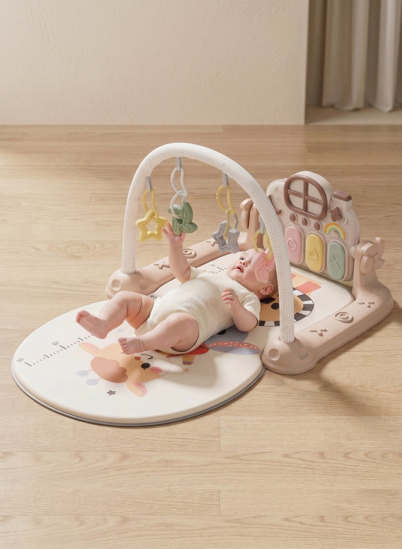 Baybee Kick & Play Piano Gym & Activity Mat for Babies 0-12 Months, Baby Play Gym with Rotating Piano, 5 Hanging Rattle Toys, Crawling Play Mat for Newborn Boys & Girls Pink - Image 1