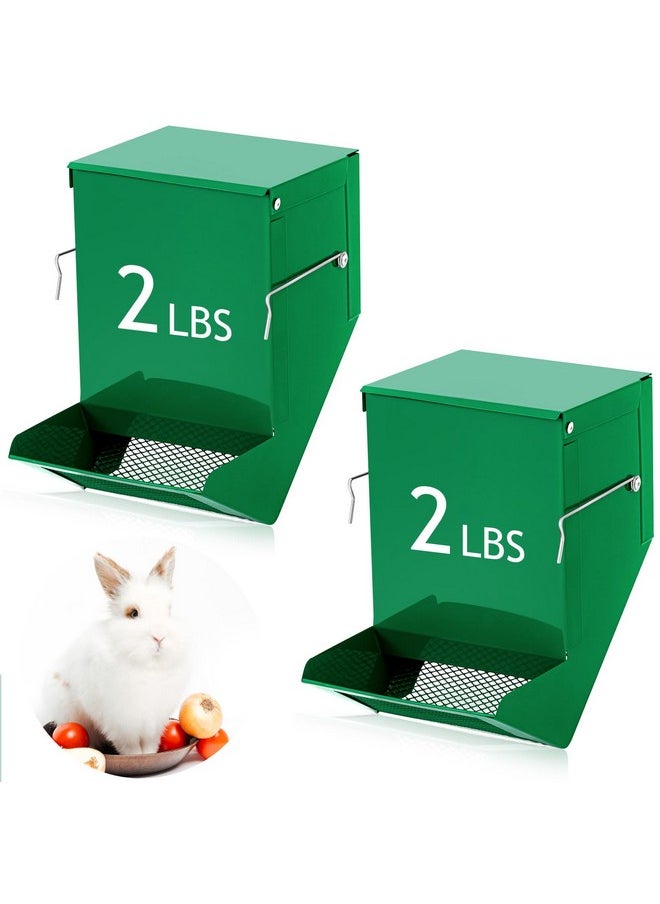 Maxcheck Maxcheck 2 Pcs Rabbit Feeder with Lid Small Animal Food Dispenser Automatic Rabbit Feeders for Cages for Guinea Pig  - Image 1
