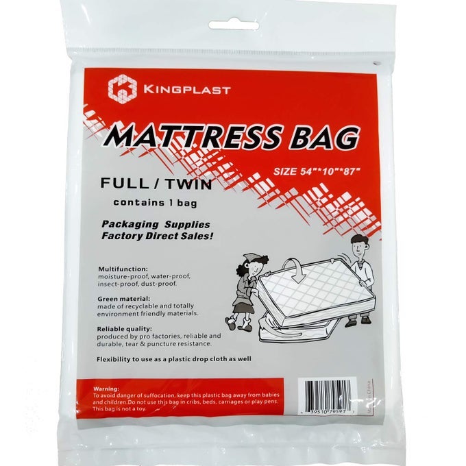 K MATTRESS BAGS FOR MOVING AND STORAGE TWINFULL SIZE 54INCH BY 87INCH CLEAR1PACK DISPOSABLE PLASTIC MATTRESS COVER