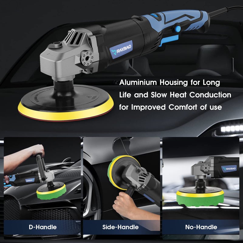Raybao Buffer Polisher  Rotary Buffer 1200W  Car Buffing Kit With Speed 1600-3500Rpm  6Inch/7Inch Backing Plate  Buffer Polisher For Car Detailing - Image 4