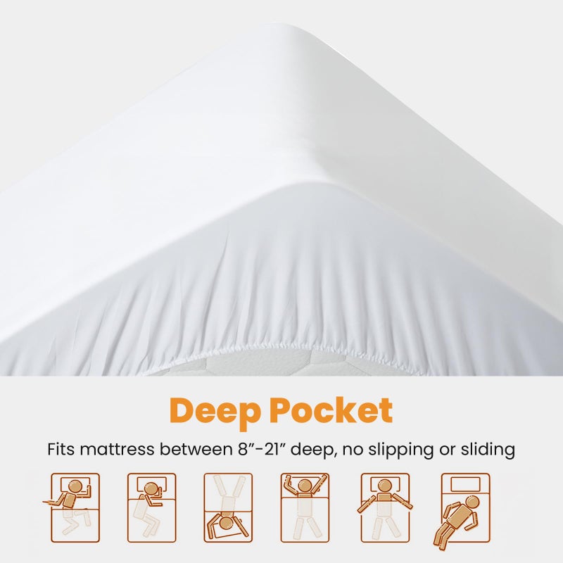 MATBEBY Queen Size Mattress Pad - Cooling Breathable Mattress Topper, Quilted Fitted Mattress Protector, Pillow Top Mattress Cover with 8-21" Deep Pocket, Soft, Machine Washable, White, 60x80 Inches - Image 4