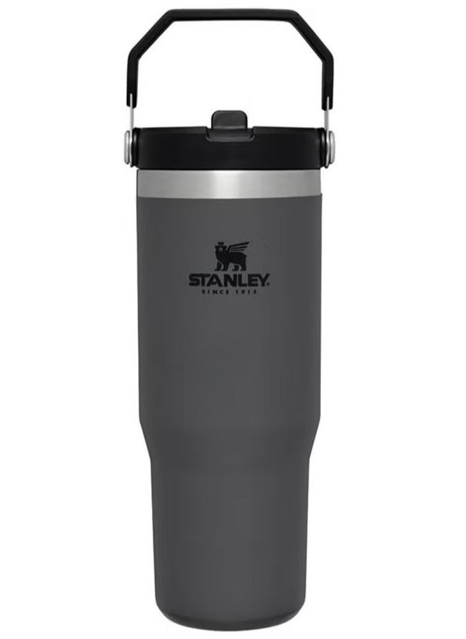 Stanley - STANLEY IceFlow Flip Straw Water Bottle, 0.88L – Vacuum Insulated, Leakproof & BPA-Free – Keeps Water Cold for 12 Hours – Easy-Carry, Dishwasher Safe Stainless Steel Travel Mug (Charcoal) – Perfect for Active Lifestyles & On-the-Go Hydration - Image 1