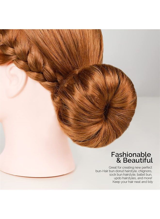 FANDAMEI Hair Bun Maker Set, FANDAMEI Donut Bun Maker Set With 4pcs Dark Brown &4pcs Beige(2 extra-large,2 large,2 medium and 2 small), 5 pieces Hair Elastic Bands, 40 pieces Hair Bobby Pins (Brown and Gold) - Image 4
