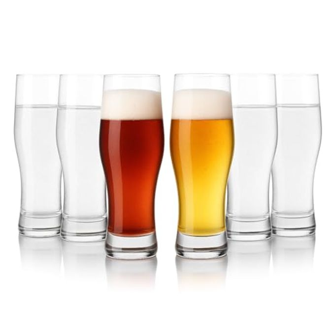 LEMONSODA Classic Beer Barware Glasses For Craft IPAs, Hefeweizens, Lagers, Ciders, Seltzers - Gift Ready (Beer Belly Pilsner 14oz, Set of 6)