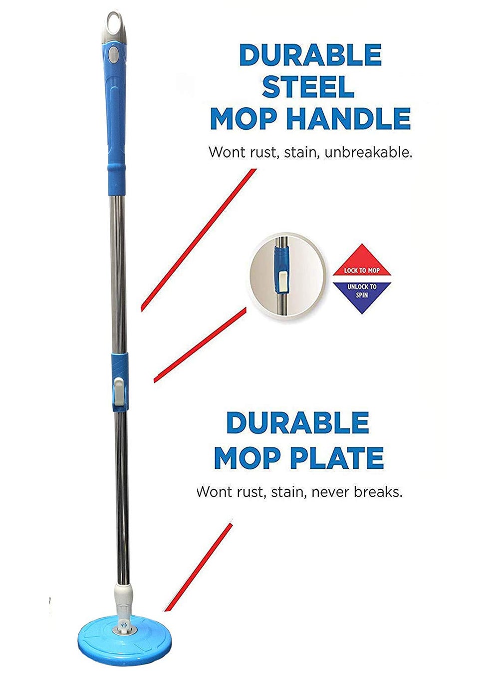 Whitecloud TRANSFORMING HOMES Whitecloud Transforming Homes 360 Spin Mop Stick with 1 Microfiber Head Color Blue  - Image 3
