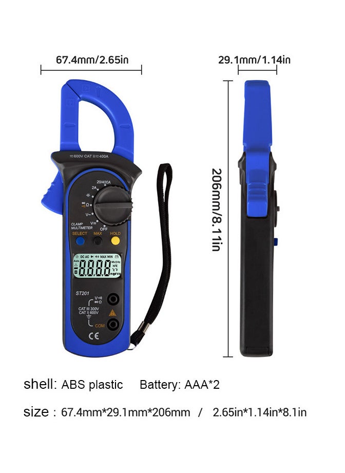 ANENG ST201 Digital Clamp Multimeter 4000 Counts Clamp Ammeters Transistor Capacitor Tester Power Test Automotive AC / DC Voltage Current Tester  - Image 5