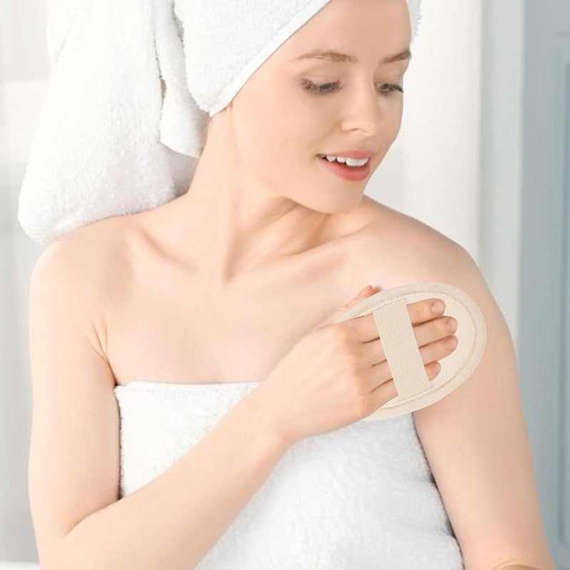 LABRIMP Natural Loofah Body Scrubber 2pcs Beige Edge Exfoliating Shower Sponge for Sensitive Skin Bathing and Massage Towels Suitable for Elderly and Disabled Users - Image 5