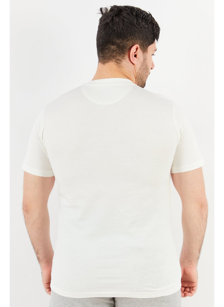 LAMBORGHINI Men Crew Neck Short Sleeves Embossed Graphic T-Shirt, White  - Image 3