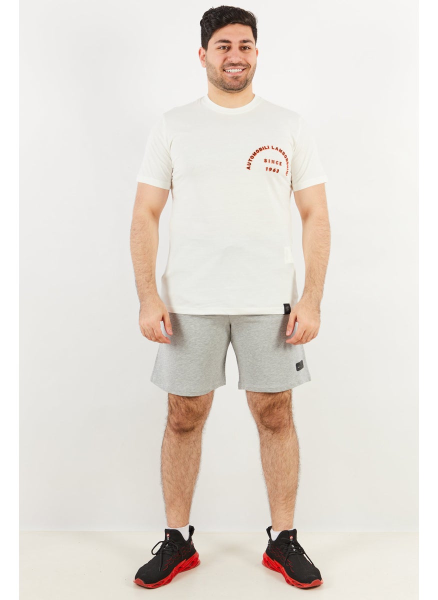LAMBORGHINI Men Crew Neck Short Sleeves Embossed Graphic T-Shirt, White  - Image 2