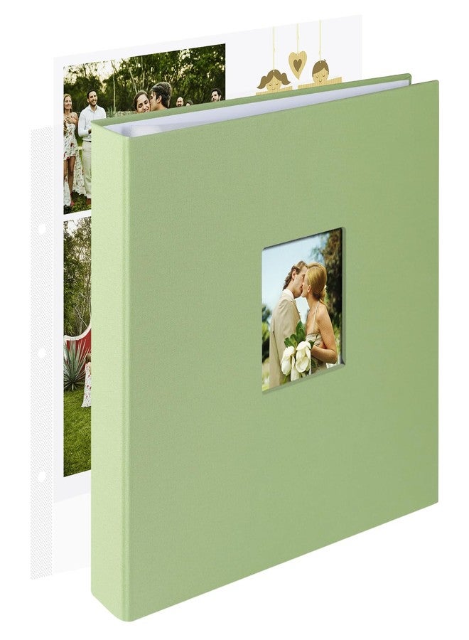 1دوتس ألبوم صور كبير الحجم (12×12 بوصة) بثلاث حلقات، يمكنك صنعه بنفسك، مع 40 غلافًا بلاستيكيًا و80 صفحة بيضاء، وغلاف من الكتان، مناسب للأطفال الرضع، والسفر، وحفلات الزفاف، والتخرج (لون أخضر فاتح). - Image 1