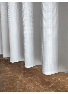 Premium Shower Curtain Thick Fabric Waffle Weave Design 5-Star Hotel Quality, Waterproof Mildew-proof No Smell Washable with 12 Hooks for Bathroom (180 x 200cm) White - pzsku/ZB79D41B20DA6C97C9CBDZ/45/_/1704376479/cacddd6c-432f-435f-83d3-6bc53d0b014f