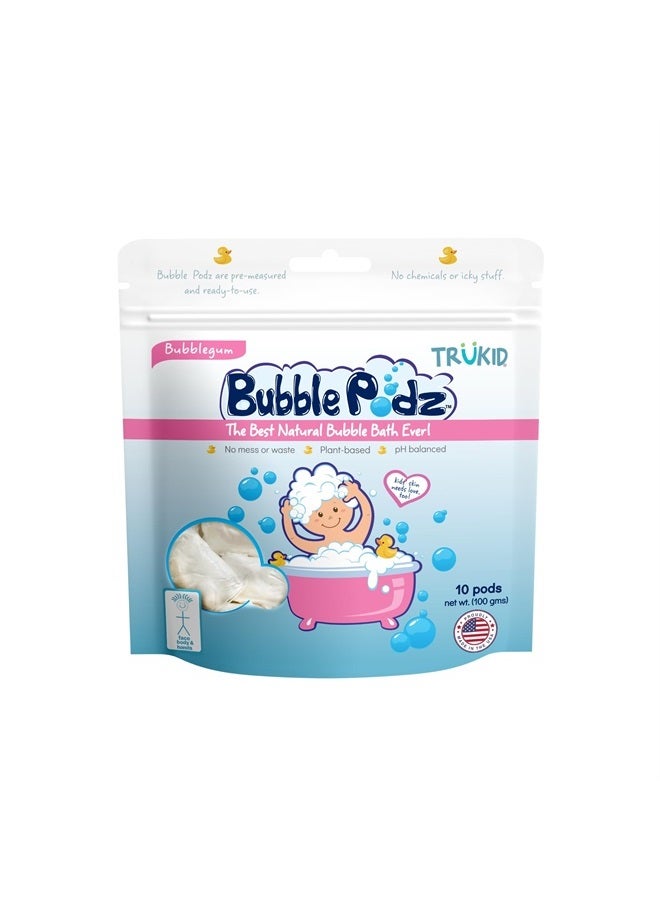 TruKid Bubble Podz Bubble Bath for Baby & Kids, Gentle Refreshing Bath Bomb for Sensitive Skin, pH Balance 7 for Eye Sensitivity, Natural Moisturizers and Ingredients, Bubble Gum (10 Podz) - Image 1