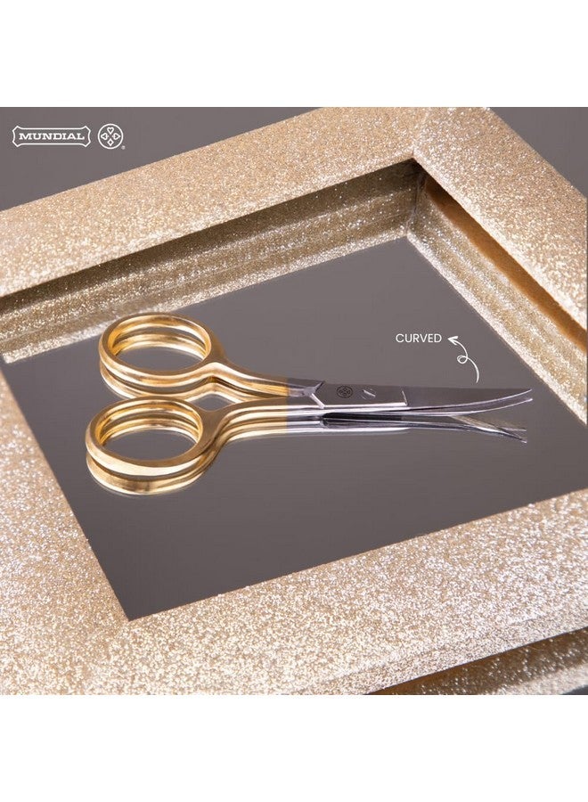 Mundial Curved Nail Scissors, 3.5-Inch, Gold Finish Handles, Made Of Stainless Steel - Image 3