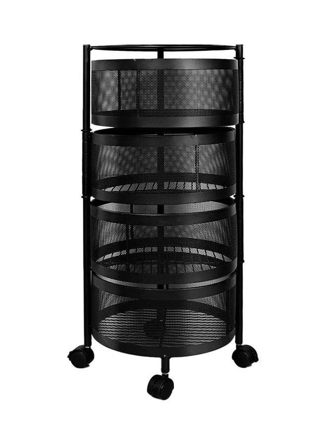 RollsTimi  4-Layer Round Storage Rack, Kitchen Bathroom Living Room Floor-Standing Multi-Layer Storage Rack With Wheels,Black - Image 3
