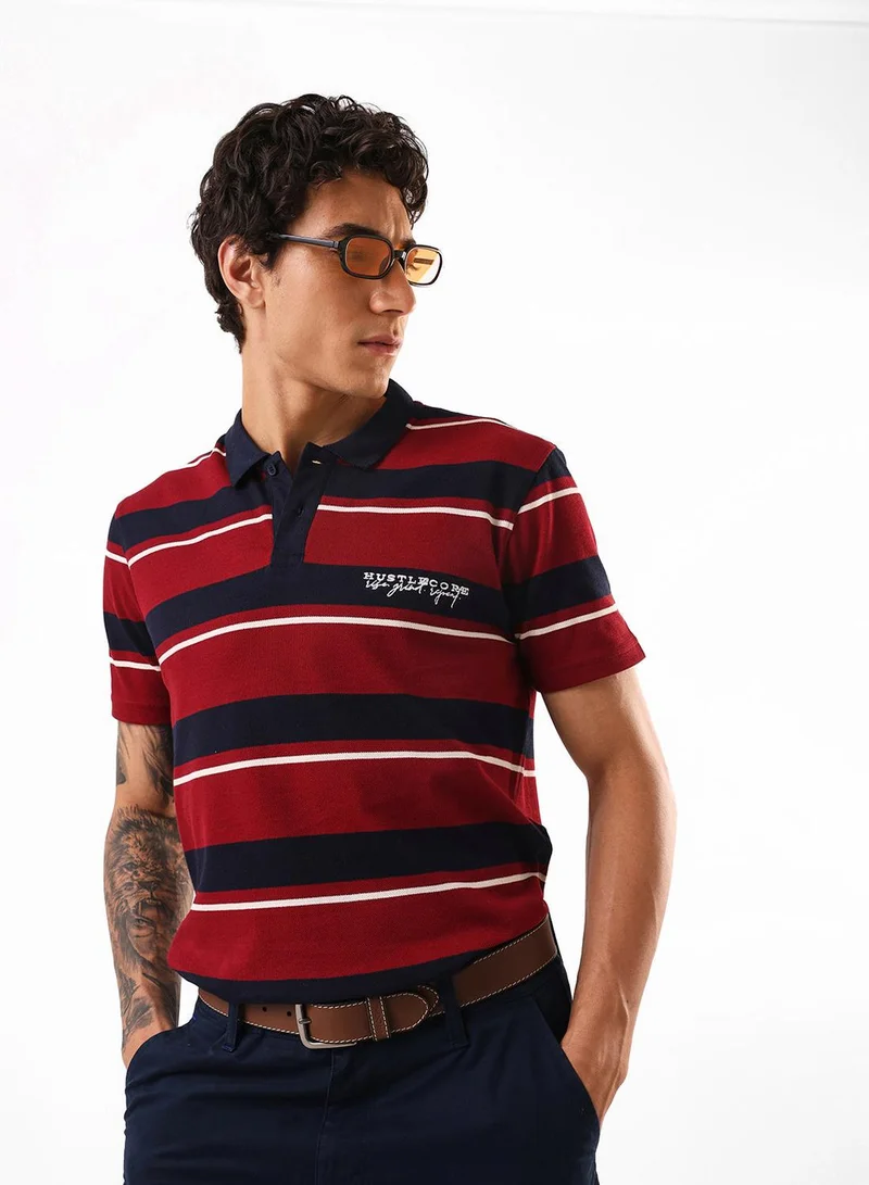 دينيس لينغو تيشيرت بولو رجالي قطن % بقصة مريحة لون كابيرنيه