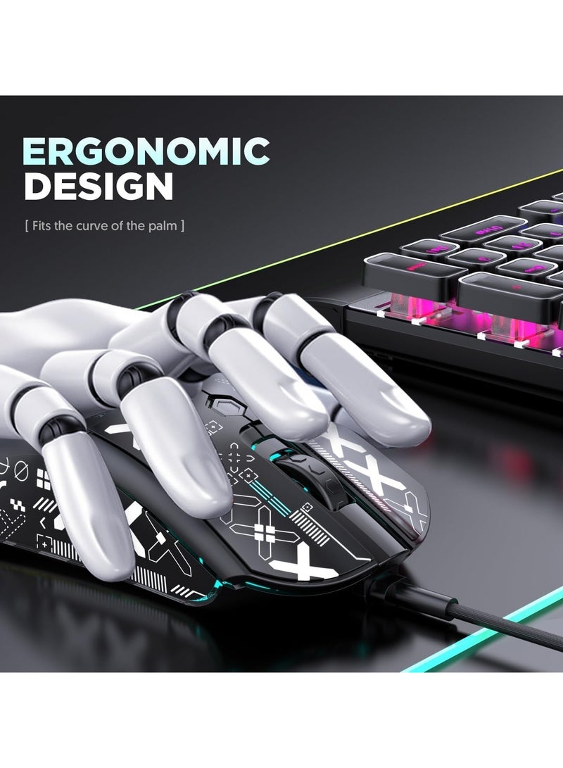 Lightweight Gaming Mouse Wired with Anti Slip Grip Tape, 12000DPI Backlit Mice with 7 ons Programmable, Honeycomb Shell Wired Mouse for PC Gamers and Xbox and PS4 - Image 5