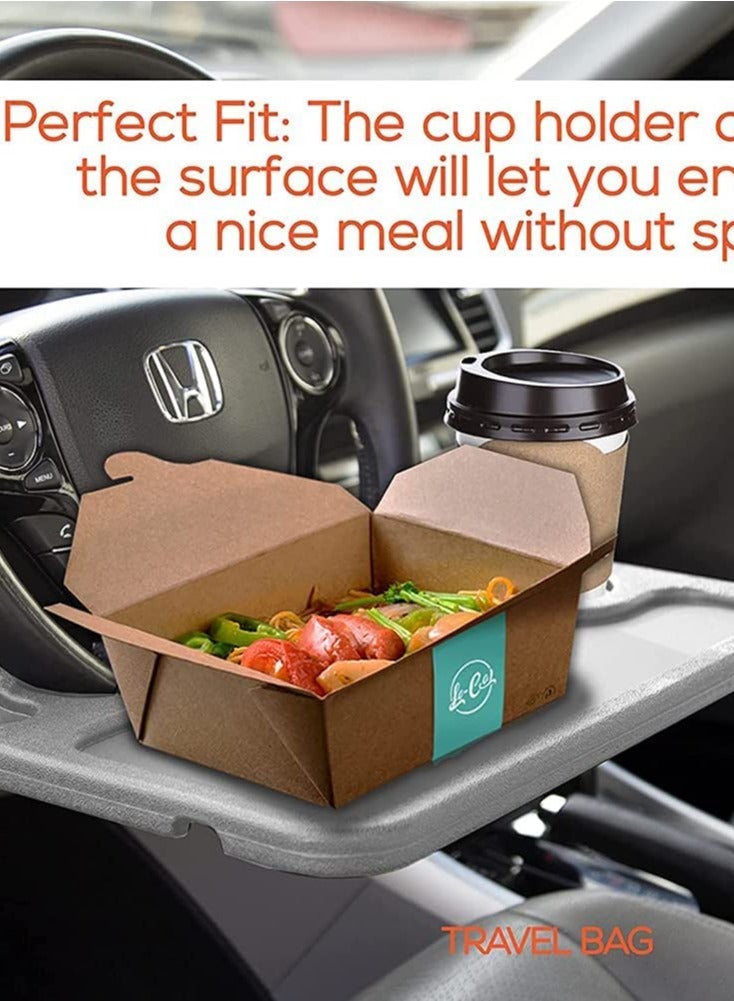 SYOSI Steering Wheel Desk Car Table for Writing Laptop Tablet with Pen Slot Food Eating Tray with Cup Holder Car Table Accessories for Drivers Fits Most Vehicle Steering Wheels - Image 3