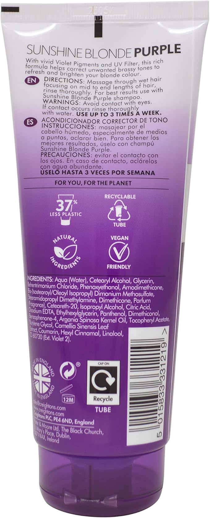 Creightons Sunshine Blonde Purple Violet Pigments Conditioner 200ml - Image 2