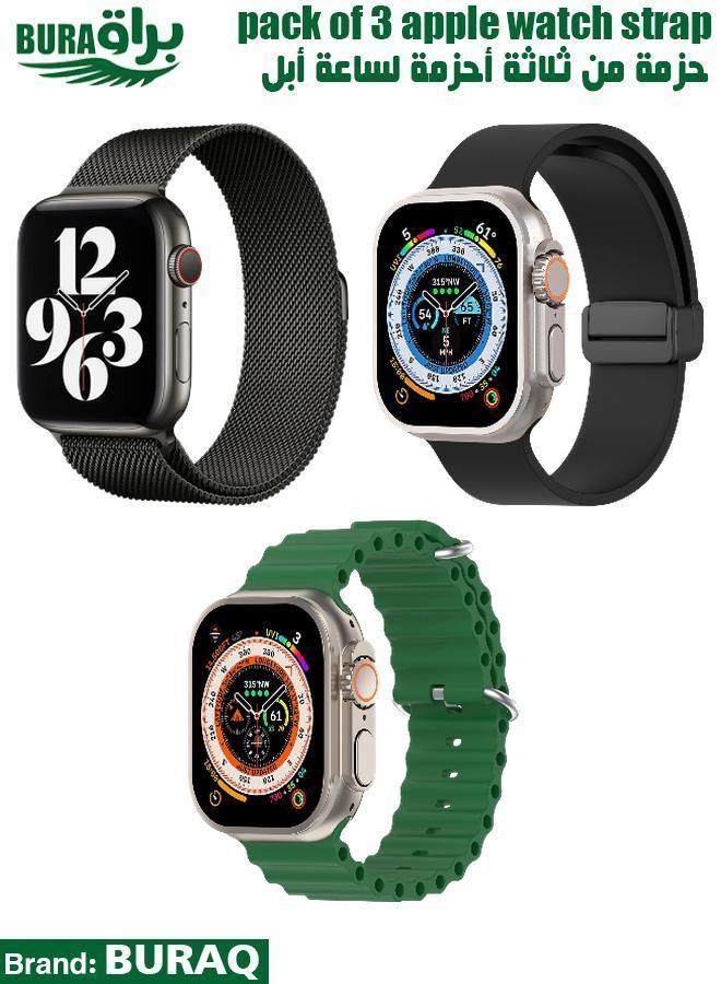 BURAQ Apple Watch Band Strap For Apple Watch Ultra 2/Ultra 49mm, Series 10 46mm, 9/8/7 45mm, SE2/SE/6/5/4 44mm, 3/2/1 42mm 