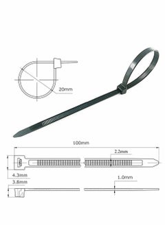 Generic Black Cable Ties, 100mm x 2.2mm, 4" Premium Tie Wraps - Self Locking, Small Nylon Zip Ties for Home Office Garage and Workshop 1000 Pack  - Image 2