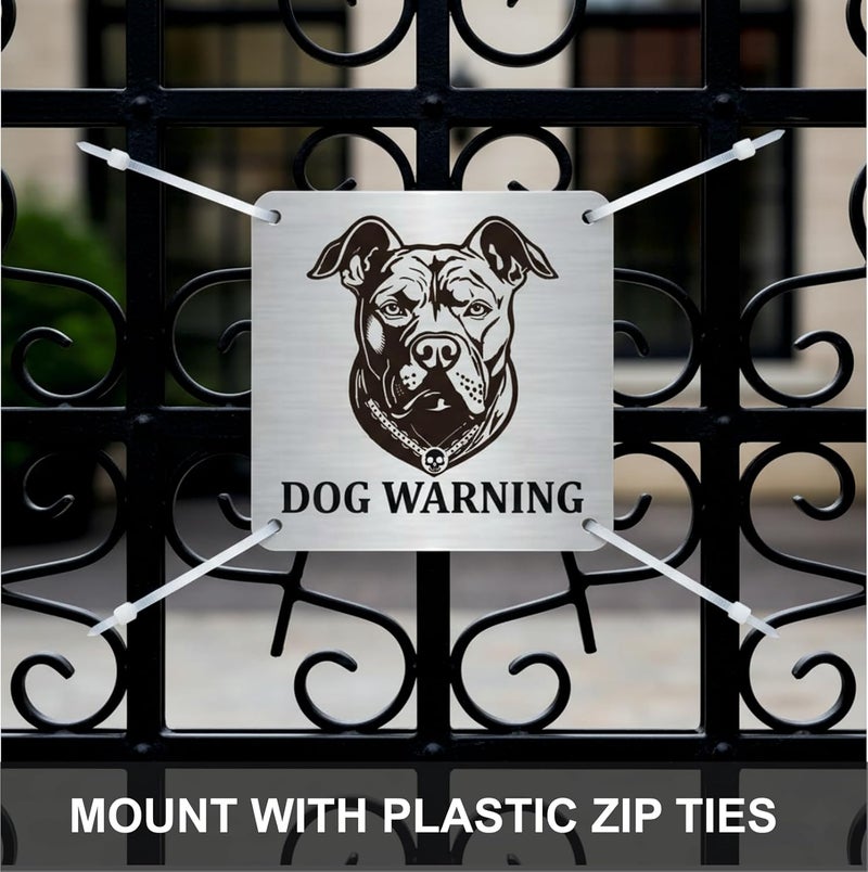 Zouple Pitbull Beware of Dog Sign, All-Weather Steel, Ideal 6"x6", Dual Mount - Image 3