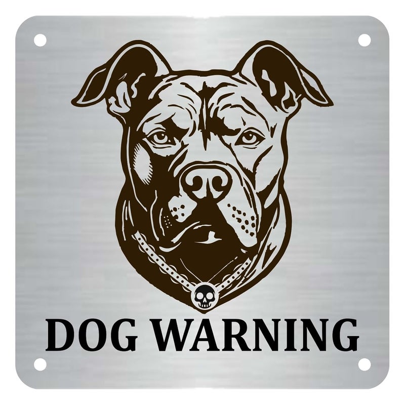 Zouple Pitbull Beware of Dog Sign, All-Weather Steel, Ideal 6"x6", Dual Mount - Image 1