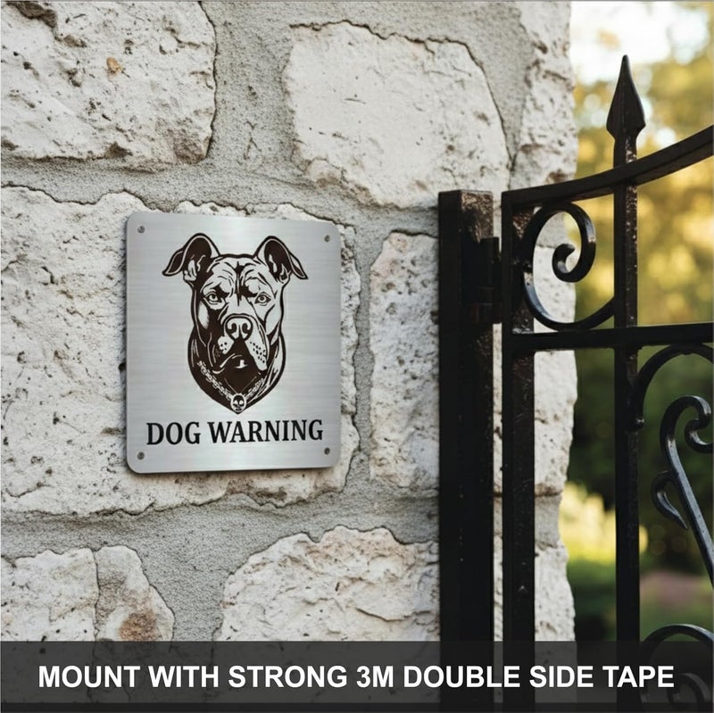 Zouple Pitbull Beware of Dog Sign, All-Weather Steel, Ideal 6"x6", Dual Mount - Image 2