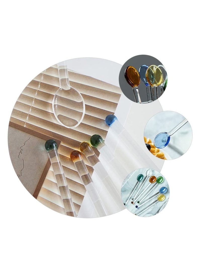 Small Glass Teaspoon, Crystal Clear Coffee Dessert Spoon, for Household Spoon Salt and Sugar, Flavored Tea Jar, Assorted Colors (6 Pieces) - Image 3