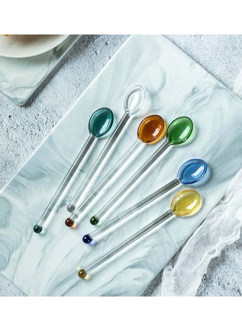 Small Glass Teaspoon, Crystal Clear Coffee Dessert Spoon, for Household Spoon Salt and Sugar, Flavored Tea Jar, Assorted Colors (6 Pieces) - Image 4