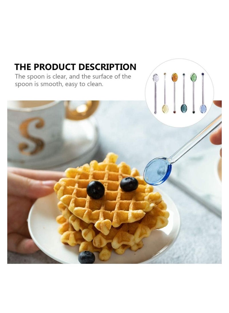 Small Glass Teaspoon, Crystal Clear Coffee Dessert Spoon, for Household Spoon Salt and Sugar, Flavored Tea Jar, Assorted Colors (6 Pieces) - Image 2
