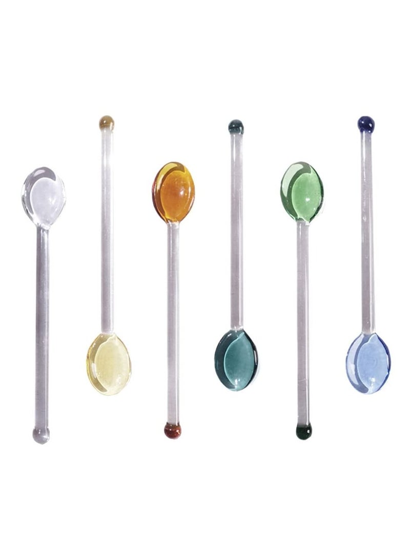 Small Glass Teaspoon, Crystal Clear Coffee Dessert Spoon, for Household Spoon Salt and Sugar, Flavored Tea Jar, Assorted Colors (6 Pieces) - Image 5