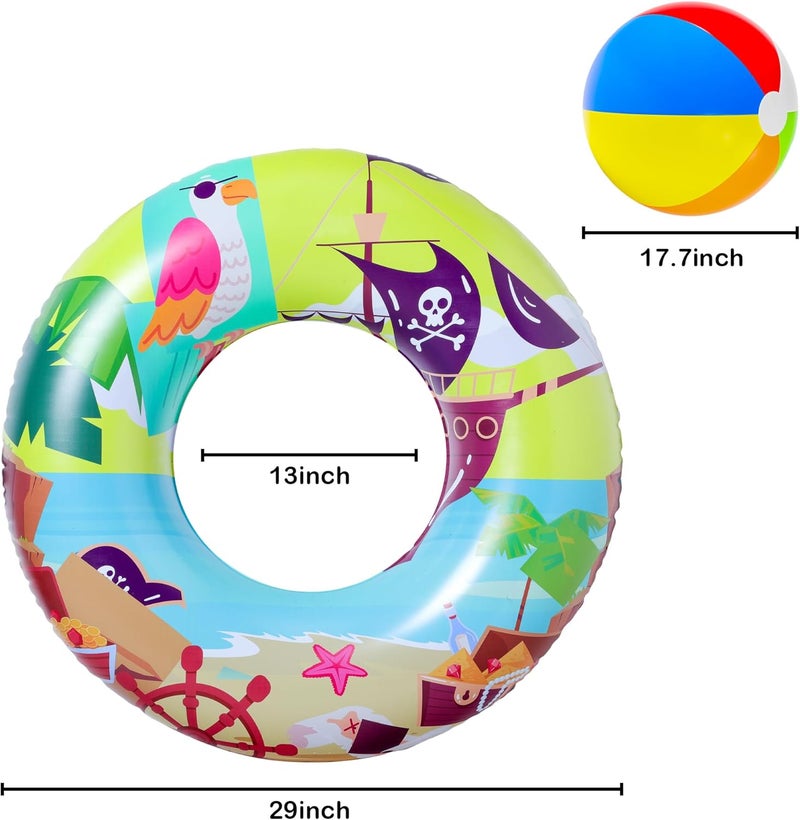 FindUWill 6 Pack Pool Floats Kids, Pool Swim Tubes Rings(4 Pack) - 4Pcs Inflatable Big Floaties Beach Swimming Toys with 2Pcs Beach Balls for Adults Raft Floaties Toddlers - Image 4