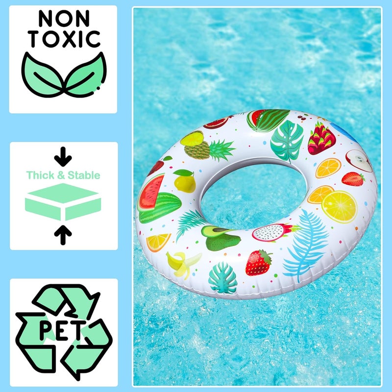 FindUWill 6 Pack Pool Floats Kids, Pool Swim Tubes Rings(4 Pack) - 4Pcs Inflatable Big Floaties Beach Swimming Toys with 2Pcs Beach Balls for Adults Raft Floaties Toddlers - Image 5