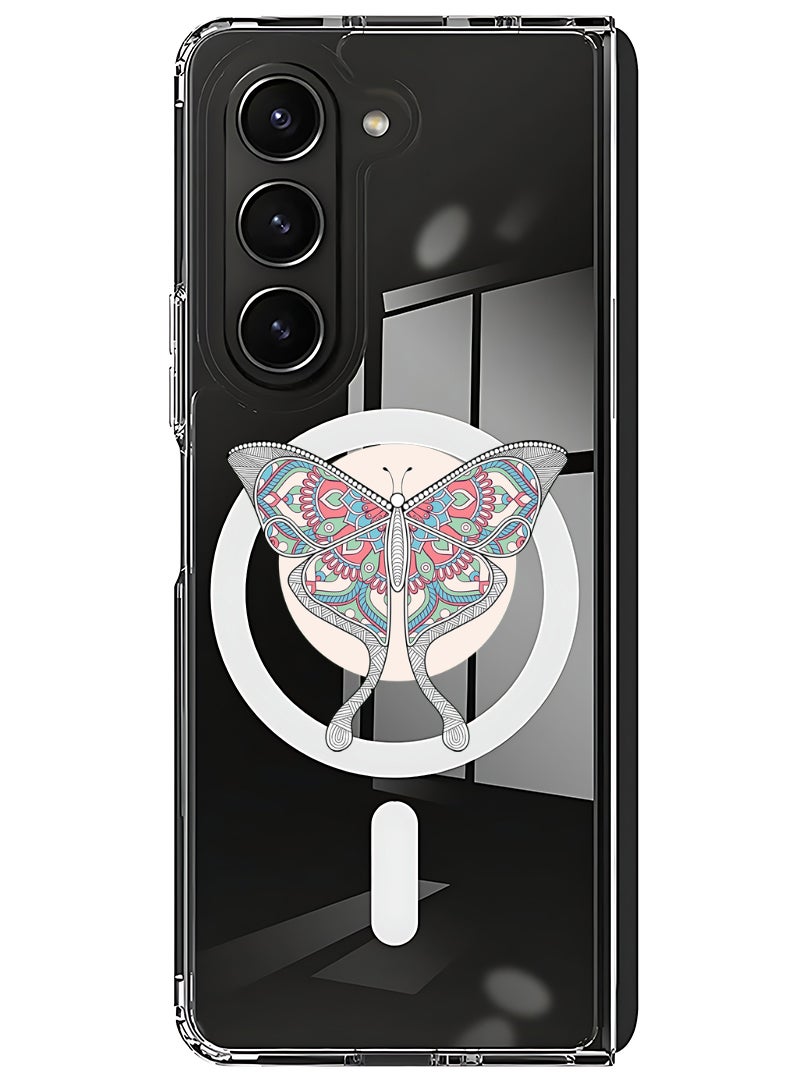 Theodor Magnetic Case for Samsung Galaxy Z Fold 5 Compatible with MagSafe Wireless Charging, Shockproof Phone Bumper Cover Buterfly - Image 1