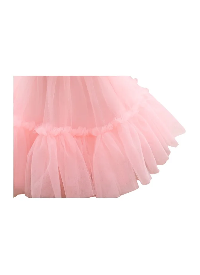 D'Daniela D' Daniela - Toddler Girls Bow Front Ruffle Hem Mesh Gown Dress Light Pink