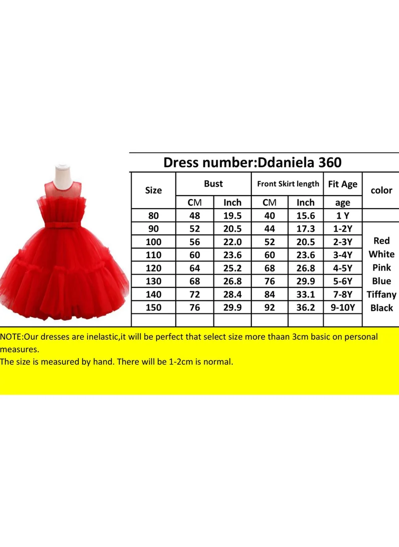 D'Daniela D' Daniela - Toddler Girls Bow Front Ruffle Hem Mesh Gown Dress Light Pink