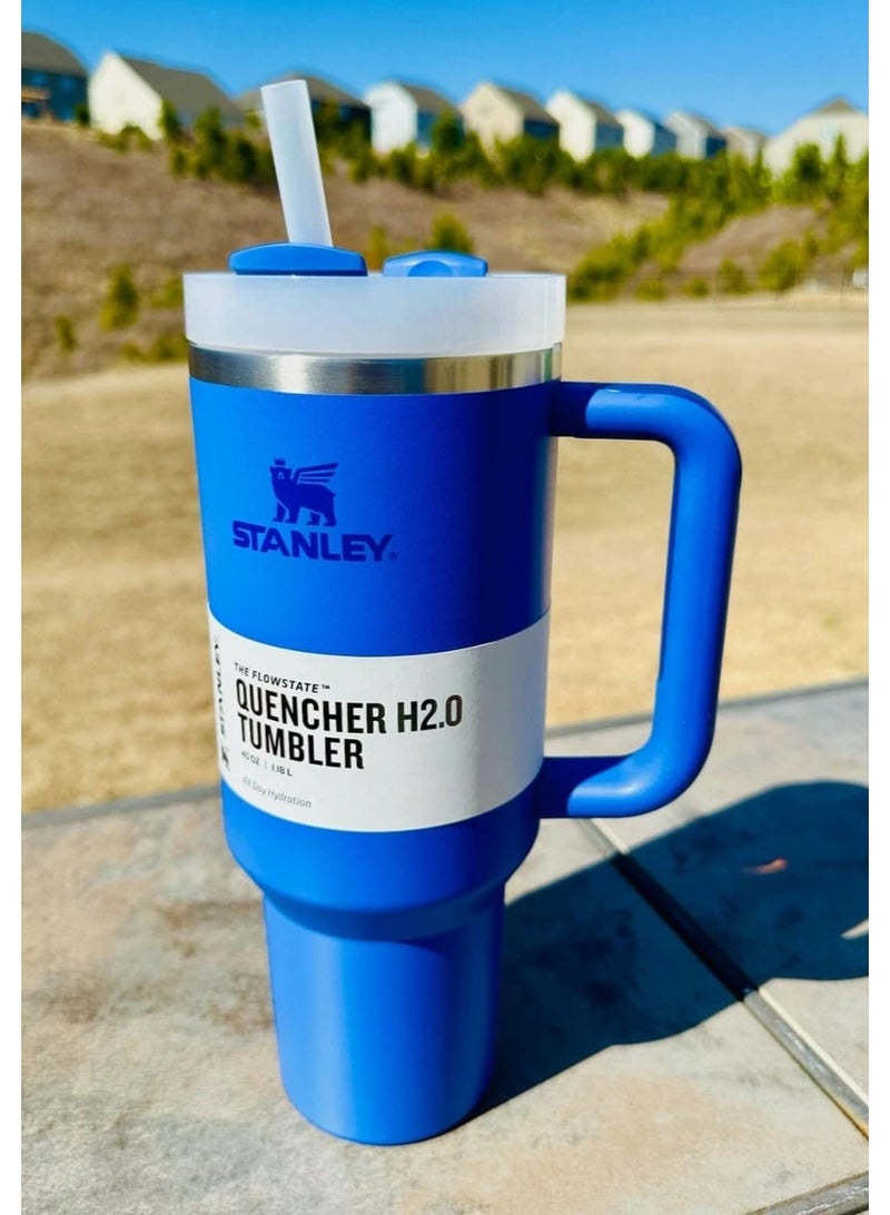 ستانلي كوب ستانلي كوينشر H2.0 FlowState من الفولاذ المقاوم للصدأ معزول بالفراغ مع غطاء وقش للمياه والشاي المثلج أو القهوة (أوركيد ناعم غير لامع، 40 أونصة) - Image 2