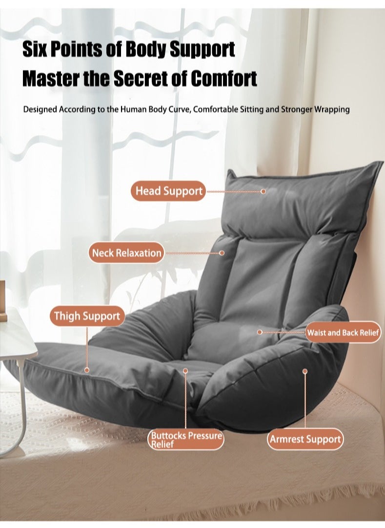 VUCATIN Folding Floor Chair Leisure Single Back Sofa Cushion Multi-angle Adjustable Cushion Sleeper Bed Suitable Removable and Washable Sofa for Balcony Bedroom Tatami 60x75x127 cm  - Image 3