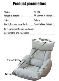 VUCATIN Folding Floor Chair Leisure Single Back Sofa Cushion Multi-angle Adjustable Cushion Sleeper Bed Suitable Removable and Washable Sofa for Balcony Bedroom Tatami 60x75x127 cm  - Image 5