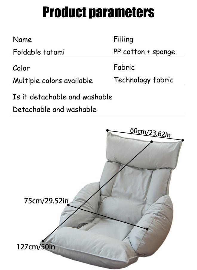 VUCATIN Folding Floor Chair Leisure Single Back Sofa Cushion Multi-angle Adjustable Cushion Sleeper Bed Suitable Removable and Washable Sofa for Balcony Bedroom Tatami 60x75x127 cm  - Image 5