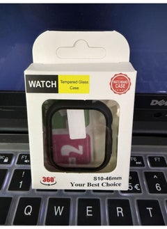 The Case Is Suitable For Apple Iwatch Watch Case 40 42mm 44 45 All-inclusive Frosted PC + Tempered Film-Color:Danqing (with Packaging)-Exterior Dimension:S10 46mm