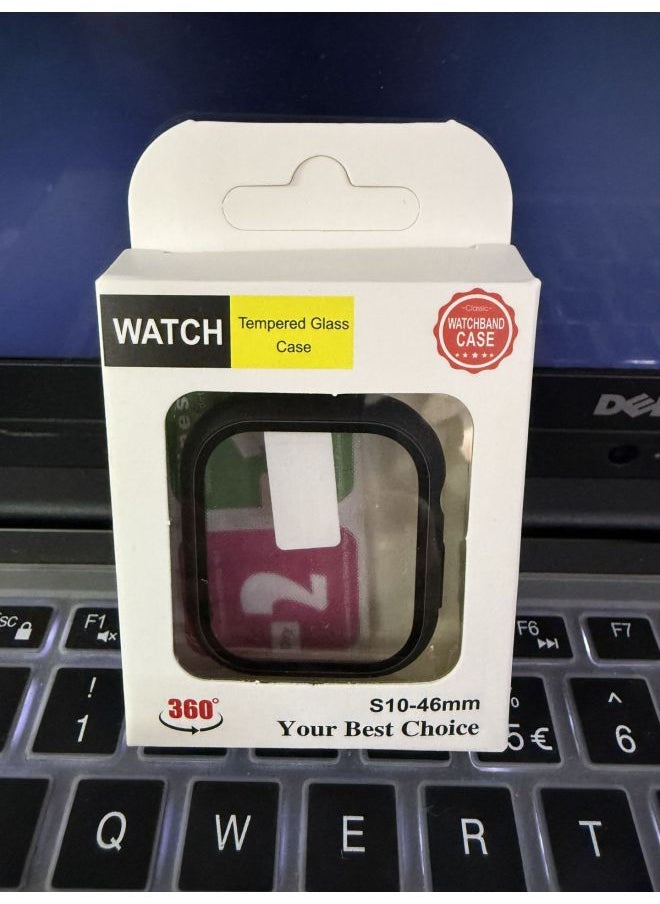 Generic - The Case Is Suitable For Apple Iwatch Watch Case 40 42mm 44 45 All-inclusive Frosted PC + Tempered Film-Color:Danqing (with Packaging)-Exterior Dimension:S10 46mm - Image 1